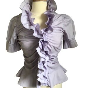 Kenar Boho Lilac ruched & ruffle short puff sleeves blouse Size Medium